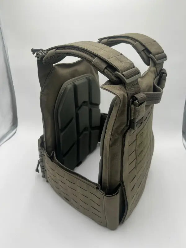 Olive drab tactical body armor vest with MOLLE webbing, large size, from Redemption Tactical