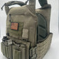 Olive drab tactical body armor with American flag patch, large size, from Redemption Tactical