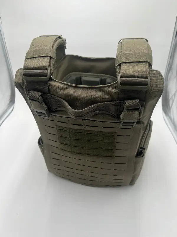 Olive drab tactical body armor with MOLLE webbing from Redemption Tactical in large size
