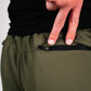 Olive green Carrier Shorts Mk.II for concealed carry with zippered pocket from Arrowhead Tactical Apparel