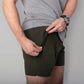 Olive green carrier training shorts with 5-inch inseam for concealed carry training