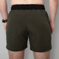 Olive green Carrier Training Shorts Mk.II with 5-inch inseam for concealed carry and training