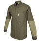 Olive green Clay Bird shirt for men with reinforced elbow patches, long sleeve design