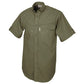 Olive green Clay Bird shirt for men with short sleeves and chest pockets