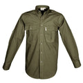 Olive green trail shirt for men with chest pockets and long sleeves for first responders
