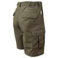 Olive green cargo shorts for men with multiple pockets, ideal for first responders