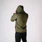 Olive green Tactical Jacket Alpha with hood and convenient hand pocket for outdoor wear