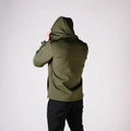 Olive green Tactical Jacket Alpha with hood and convenient hand pocket for outdoor wear