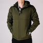 Olive green tactical jacket Alpha with hood and practical hand pocket for outdoor prep