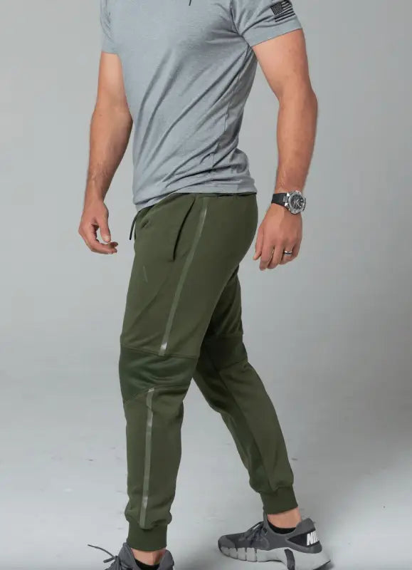 Olive green Carrier Joggers Mk.II with elastic cuffs and patented carrier retention design