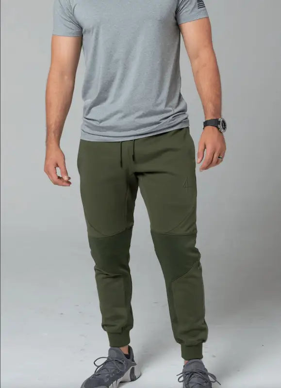 Olive green Carrier Joggers Mk.II with ribbed cuffs and patented carrier retention waistband