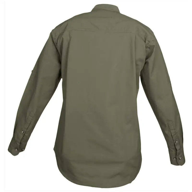 Olive green long-sleeved safari trail shirt for women, essential outdoor gear