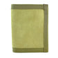 Olive green nylon tri-fold wallet with reinforced edges in Coyote Combat Leather