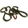 Olive green Multi-Loop Rescue Strap with orange carabiner for secure rigging