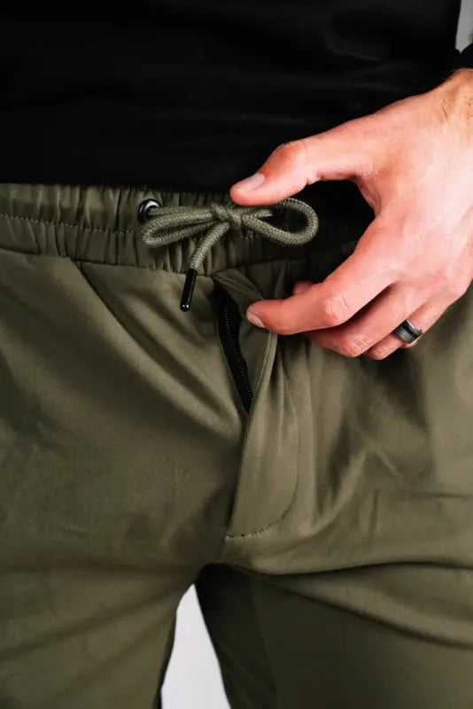 Olive green drawstring Carrier Shorts Mk.II for concealed carry by Arrowhead Tactical Apparel