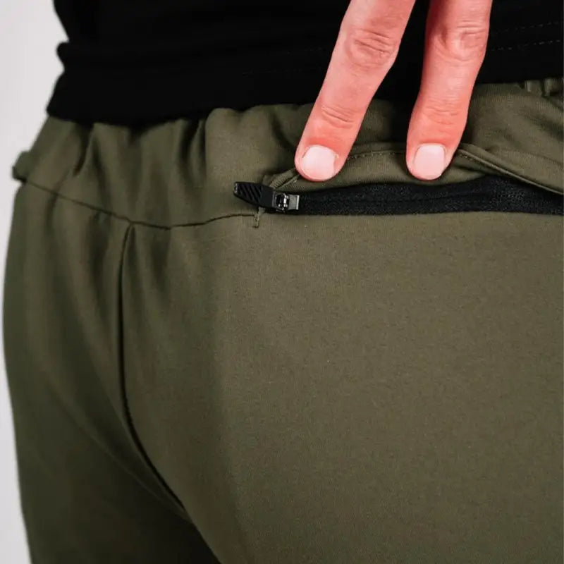 Olive green carrier shorts with zippered pocket for concealed carry by Arrowhead Tactical Apparel