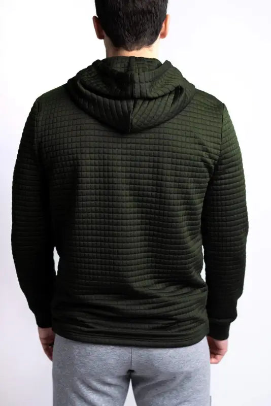 Olive green quilted Standoff Concealment Hoodie Mk.II with hand pocket for discreet concealment