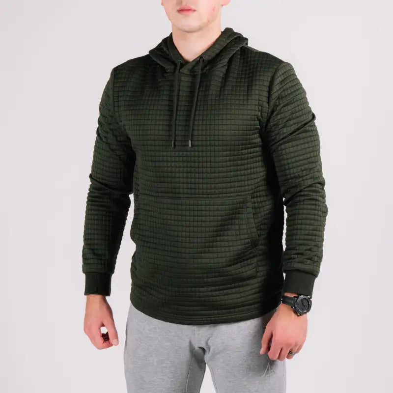 Olive green quilted Standoff Concealment Hoodie Mk.II with hand pocket for concealment