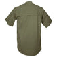 Olive green Clay Bird Shirt for Men featuring short sleeves and back yoke panel