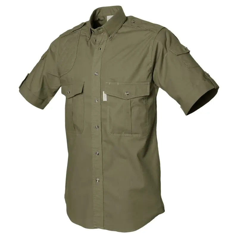 Olive green Shooter Shirt for Men with functional cross-stitched epaulettes and chest pockets