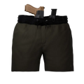 Olive-green carrier training shorts with gun and magazine holster for concealed carry