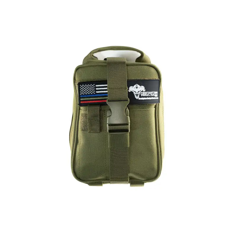 Olive green tactical medical pouch with American flag patch for Responder IFAK Kit