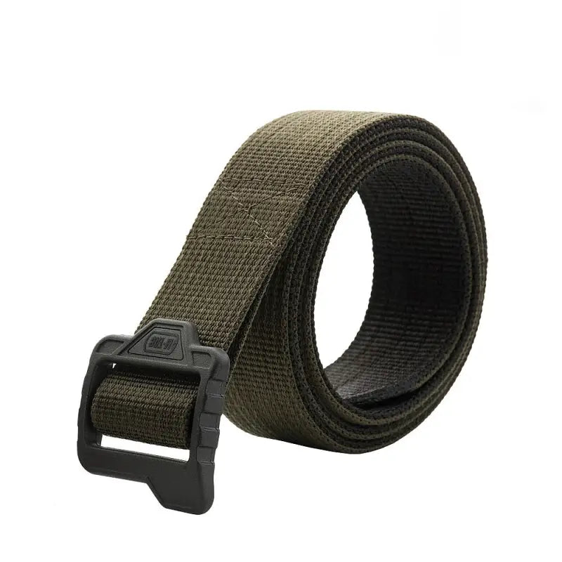 Olive green M-Tac Double Duty Tactical Belt with black plastic buckle for enhanced durability