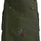 Olive Green Utility Kilt featuring cargo pockets and embroidered shield emblem