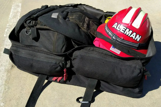 Open black Wildland Gear Bag 2 Compartment Aleman Style with zipper pockets and hand grips