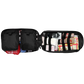 Open black medical bag with supplies for first responders, firefighters, and police rescue missions