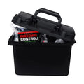 Open black medical kit for first responders, firefighters, and police in emergency situations