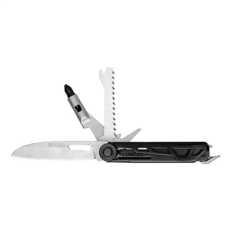 Open Gerber Gear 1064409 Armbar Trade multi-tool with various attachments showcasing versatility