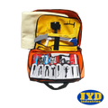 Open orange crash bag kit with GlasMaster for professional emergency tool storage