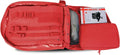 Open red first aid bag from Deluxe Tactical Medical Kit for first responders, firefighters, police