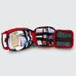 Open red first aid kit for first responders and firefighters featuring the Small Rip-Away Tactical Trauma Kit