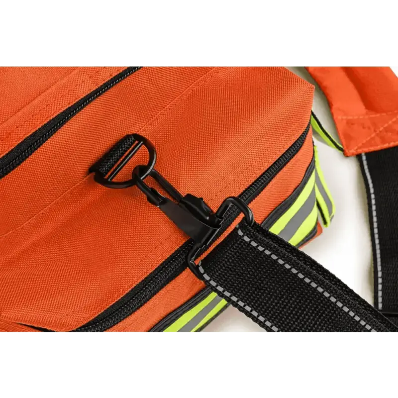 Orange bag with black straps and yellow trim, ideal for professional essentials EMT use