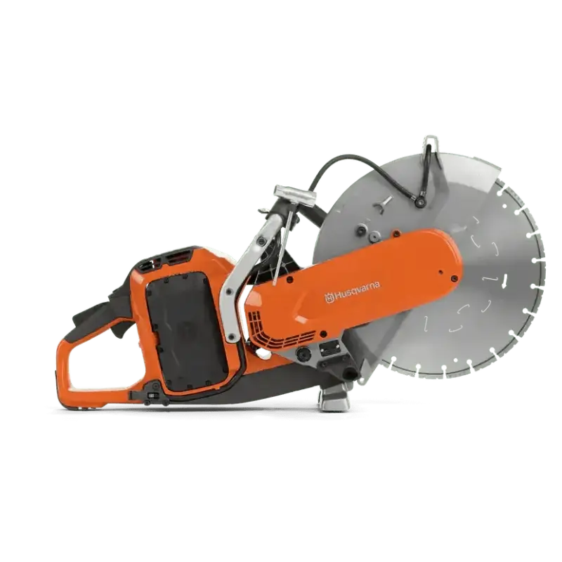 Orange and black Husqvarna K 1 PACE Battery Powered Rescue Power Cutter with diamond blade