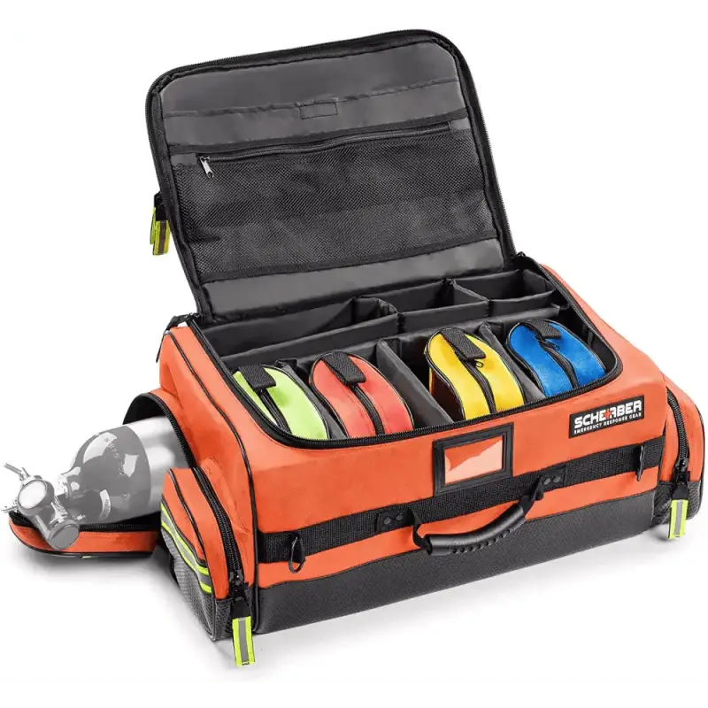 Orange and black responder O2 bag with compartments for ultimate professional EMT supplies