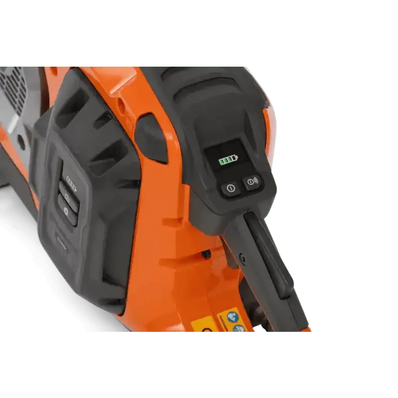 Orange and black Husqvarna K 1 PACE Battery Powered Rescue Power Cutter with controls