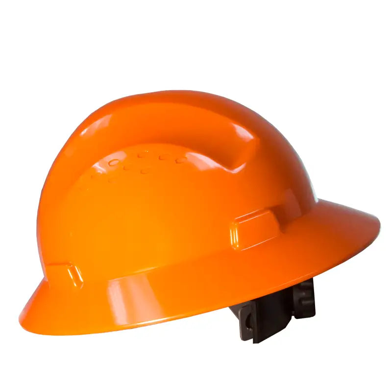 Orange Full Brim Safety Hard Hat with 4 Point Suspension meets ANSI Z89 standards