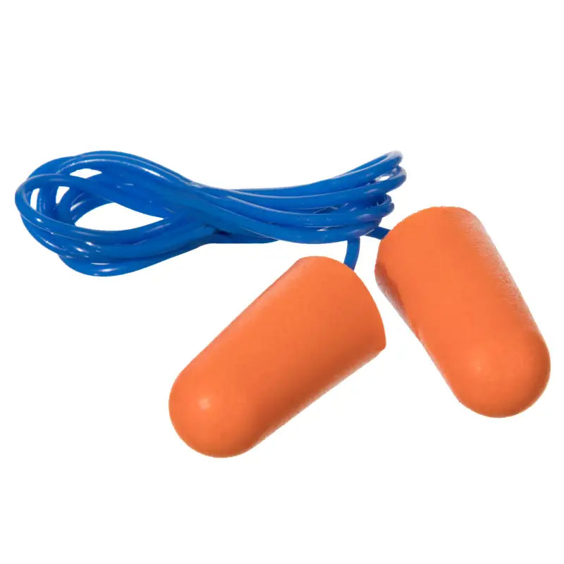 Orange 32dB NRR Soft Foam Earplugs with PVC Cord for comfort and noise reduction