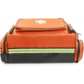 Orange emergency medical bag with reflective stripes for the Scherber Responder O2 Bag