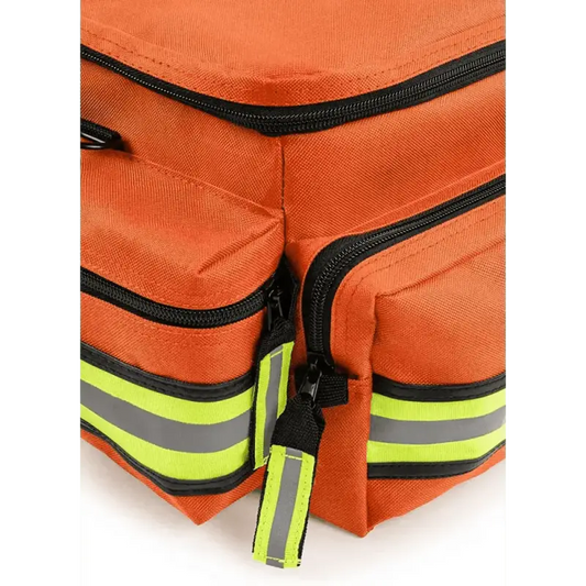 Orange emergency medical bag with reflective stripes for professional essentials EMT use