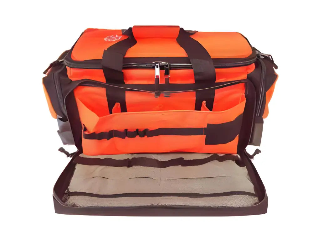 Orange LINE2design Elite Trauma Emergency First Aid Kit bag with compartments and straps