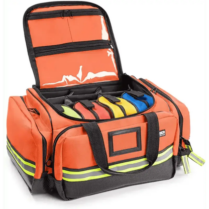 Orange EMS trauma bag with reflective stripes for advanced EMT and EMS responders