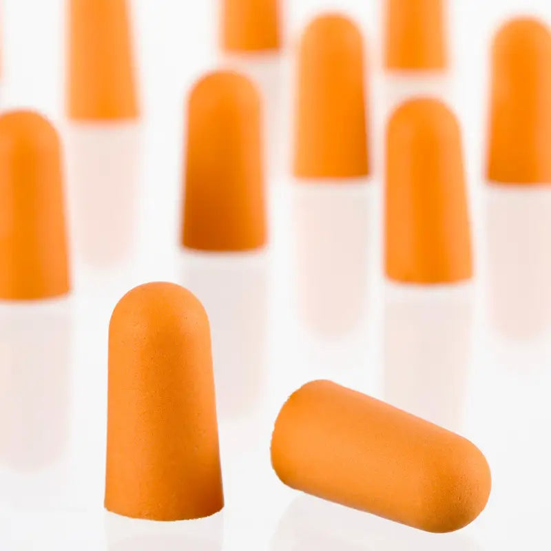 Orange foam earplugs featured in 32dB NRR Soft Foam Earplugs for effective noise reduction