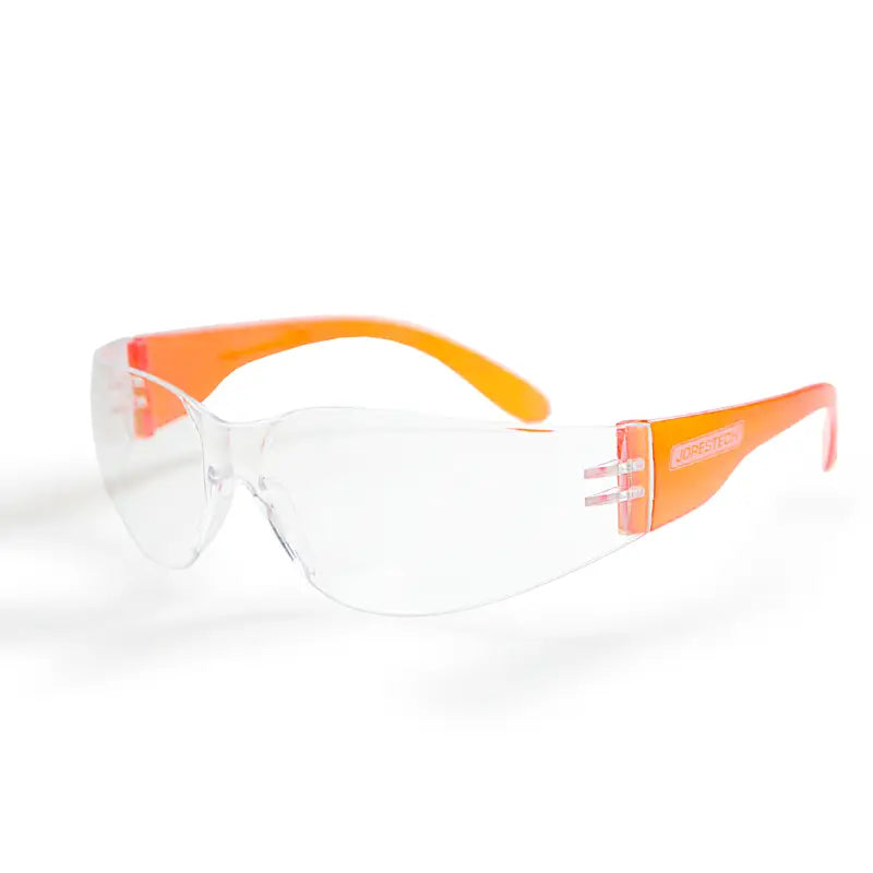 Orange-framed safety glasses for clear high impact protection and comfortable protection