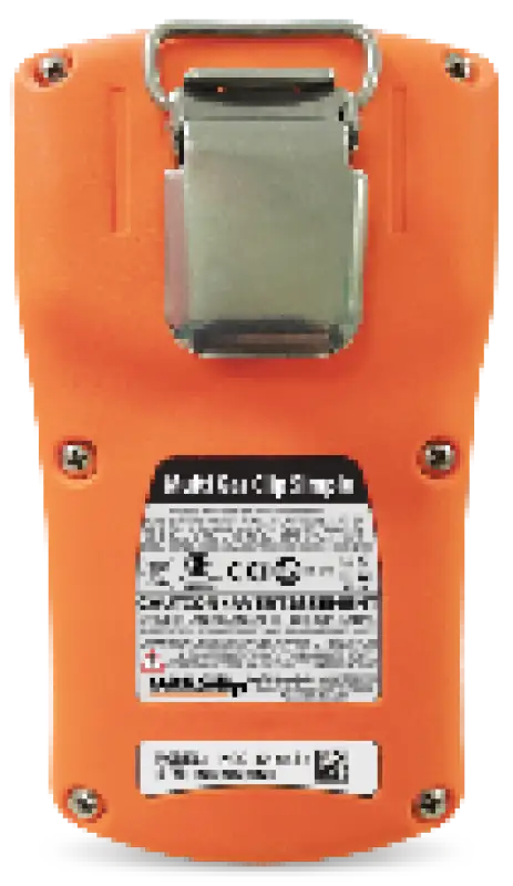 Orange gas detection monitor from 4 GAS DETECTOR with a 3-year run time