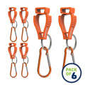 Orange glove clip safety holder with carabiner for secure gripping and easy access