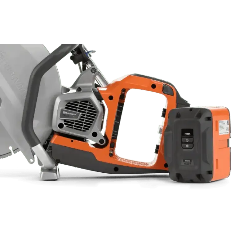 Orange and gray Husqvarna K 1 PACE battery powered rescue power cutter with ventilation